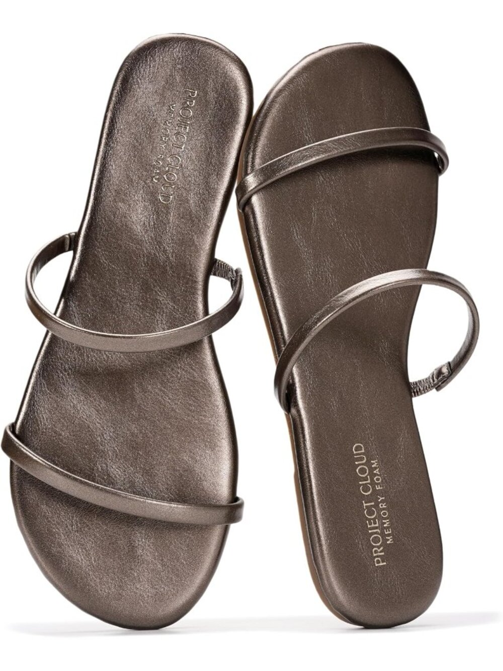 Women's Bronze Lightweight Memory Foam Insole Beach Flip Flops Summer Sandals